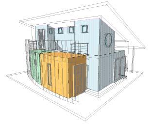5 Резултатът от тази операция се изобразява незабавно в 3D прозореца горната част на 3D зоната в галерията е подравнена по вътрешната повърхност на наклонения покрив. 6.