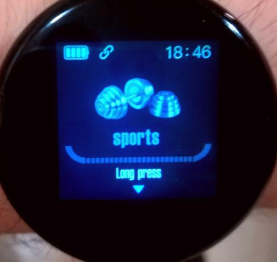 1. Потърсете иконата на спортния режим на часовника си (вижте снимката по-долу): Smartwatch осигурява три спортни режима: 1. Тичане 2. Скачане на въже 3.