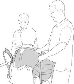 Вдигане до седящо положение Когато поставяте пациент в инвалидна количка е важно пациентът да получи добра опора откъм гърба в количката, така че да седне добре.