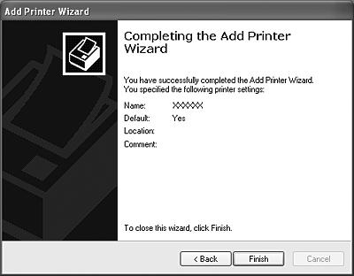 . За Windows Vista или XP, ако вече е инсталиран друг драйвер, изберете дали да използвате принтера като принтер по подразбиране или не, след