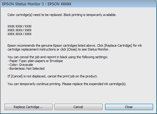 Подмяна на касетите за мастило За Windows Тази функция е налична, само когато EPSON Status Monitor 3 е разрешен.