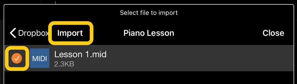 Качете данните в папката Smart Pianist в папката Apps на Dropbox, след което импортирайте данните в Smart Pianist. 1.
