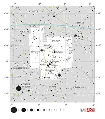 8. Нашата Галактика и други галактики Фиг. 19: Карта на съзвездието Орион (Източник: https://commons.wikimedia.org/w/index.php?title=file:orion_iau.