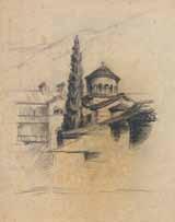 4 Бачковският манастир, рисунка, молив, хартия, 25х19,5