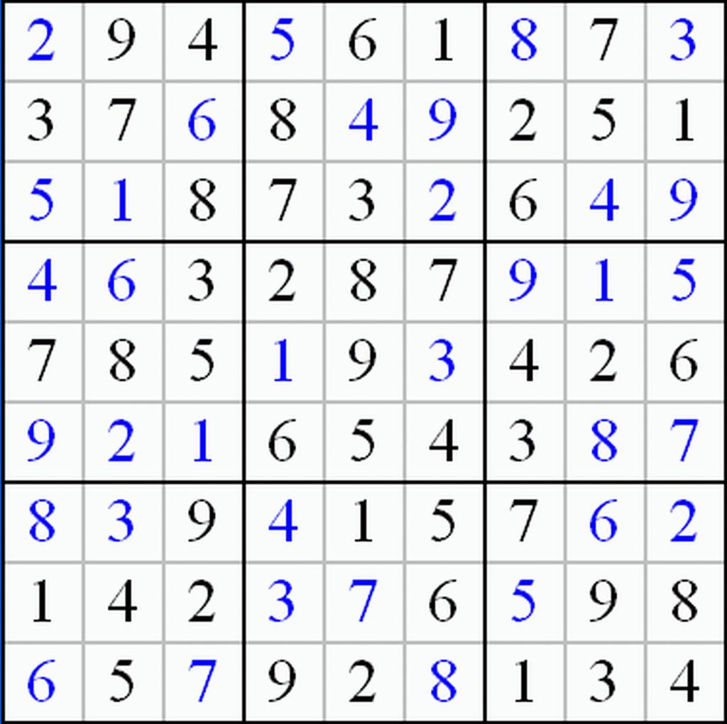 3 Судоку Играта судоку е главоблъсканица, предназначена за един играч. Игралното поле е квадрат 9 9, разделен на девет квадрата 3 3.