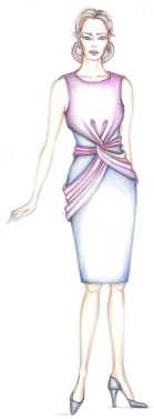 Двустранните разгладени плохи, в модела от Фигура 7, представляват трансформираните талийни свивки от долната част на роклята.