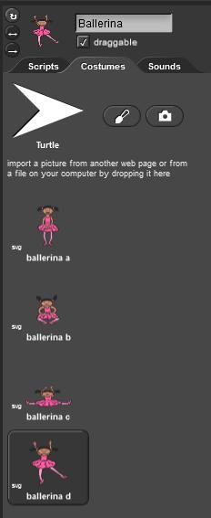 Щракнете върху Балерина a (Ballerina) и щракнете върху Импортиране (import). Направете същото с Балерина b, Балерина c и Балерина d.