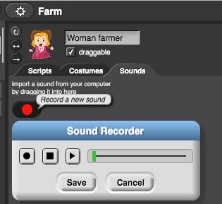 [Стъпка 6] Следващата стъпка е да програмирате поздрава на жената фермер. Когато играчът започне играта, жената фермер трябва да каже: Добре дошли в моята ферма!