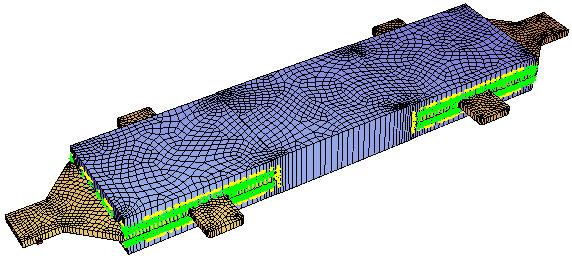 3.1. Опън Дървената греда, както и стоманените плочи, са изградени чрез равнинни елементи. Плочите са моделирани с отвори, както е и в действителност.