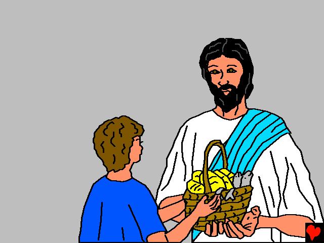 Исус взел хляба и рибите. Малкото момче явно се било доверило на Исус.