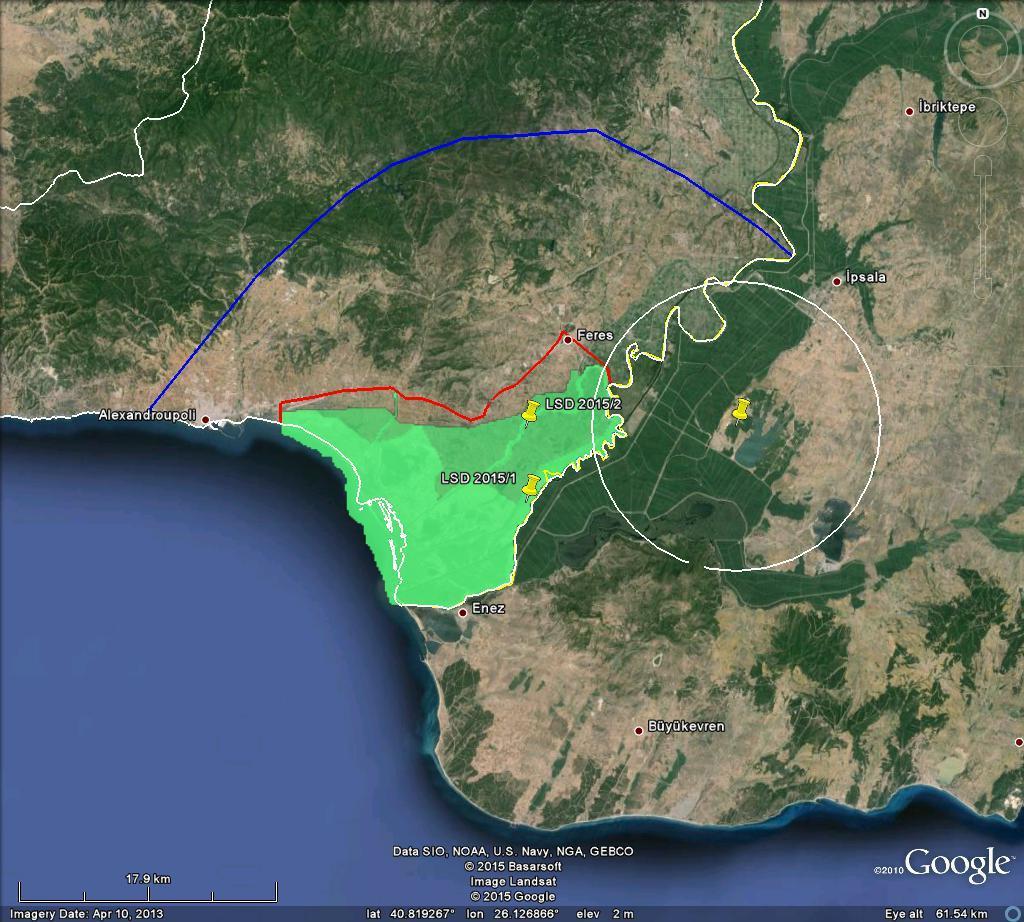 Карта 1: Разположение на епизоотичните огнища на ЗНД в Гърция (20.8.2015) и най-близкото огнище в Турция (13.5.2015) Разпространение на ЗНД на територията на Турция през 2014г. и 2015г.