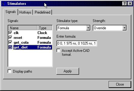 Фигура 24 Диалогов прозорец Active-HDL Sim stimulators за binctr.