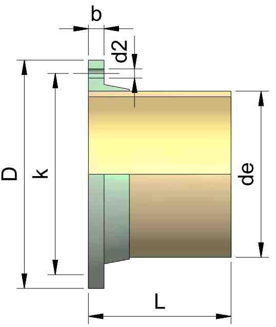 Фиксиран фланец GRP PN 6, 10 C25 ФЛАНЦИ Фиксираният фланец се състои от парче тръба със същото номинално налягане като и това на тръбопровода и прикрепен фланец.