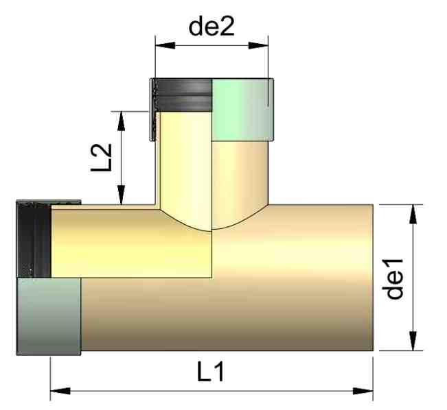 Тройници DN 150-800 С02 ФИТИНГИ Тройници Тройници с отвори за инспекция Tройник, състоящ се от основна тръба и разклонение. Разклонението може да бъде със стандартна муфа или с отвор за инспекция.