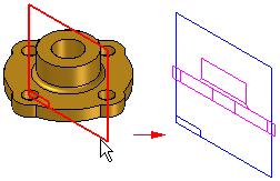 Представя 3D компонента в 2D в равнината на активната скица.