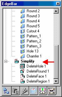 Обекти, създадени в среда Simplify Model са добавени в раздел Simplify Model на етикета PathFinder в документ на детайл.