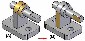 Заключено и незаключено завъртане на връзка аксиално подреждане Когато прилагате връзка за аксиална зависимост, може да използвате бутоните Lock Rotation и Unlock Rotation от лентата за да определите