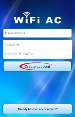 3. Регистрация и активиране на приложението Стартирайте приложението и кликнете на следните икони(register for WiFi AC Create