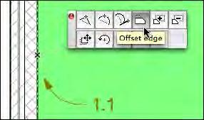 7 Селектирайте четвъртата икона от ляво в горния ред на Контекстната Палитра. Това е командата Отмести ръб (Offset edge).