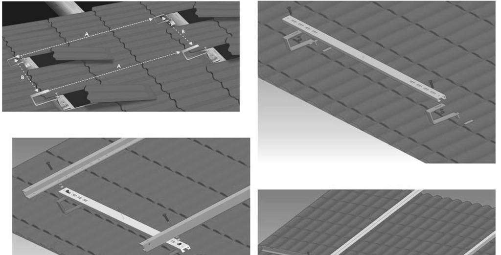 Монтажна схема за керемиден покрив Изчисляване размера на тръбите Размер (1930*930 mm) Размер (1930*930 mm) 1-4 колектор