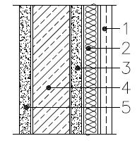 Тип-4 Външна стена - парапет с остъклена тераса с топлоизолация. Слой Ном Таблица 2.10 Външна стена тип 4 - парапет остъклена тераса топлоизолиран Описание δ λ δ/λ U 0 [-] [-] [mm] [W/m.K] [m 2.