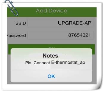 Приложението IOS дава съвети за свързване с E-Thermostat_ap.
