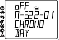 МЕНЮ Възможност за настройки Изглед на екрана m-2-2-01 CHRONO DAY off/on m-2-2-02 START 1 DAY off/00:00-23:50 m-2-2-03