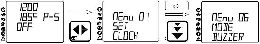 Включването на алармата става по следния начин: При натискане на бутон 3 (set) на дисплея се изписва съобщение menu 01