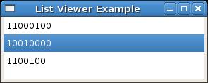 ListViewer int[] input = new int[] { 100, 121, 144, 169, 196 ; final StructuredViewer viewer = new ListViewer(shell, SWT.SINGLE); viewer.
