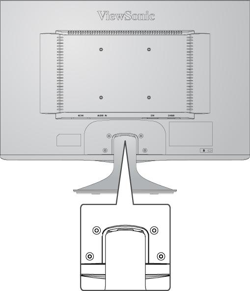 Монтаж на стена (по избор) Използва се само с UL стойка за стенен монтаж За комплект за монтиране на стена или основа с регулируема височина, свържете се с ViewSonic или с Вашия местен търговски