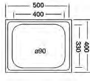 Единична кухненска мивка Комплект с малък сифон Ф 60 Сатен 40х50 400x500x155 500 сатен 44.