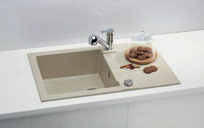 Гранитна кухненска мивка с отцедник Rock 130 Комплект с автоматичен сифон Ф 90 РОК 130 780х480х180 600 бежова-g55 299.80 лв.