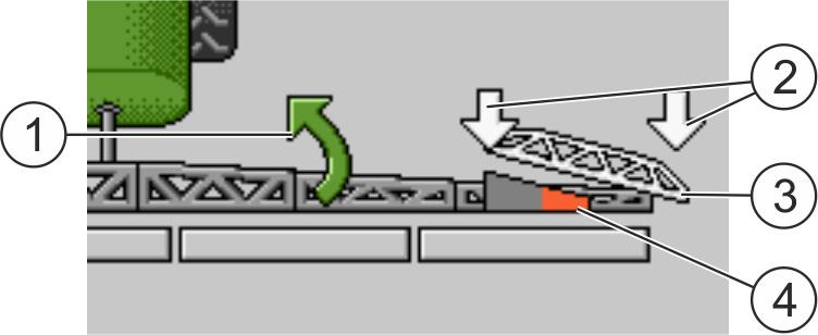 Функцията запаметява ъгъла на наклона. След маневрата за обръщане, когато пръскачката тръгне в обратна посока, ъгълът на наклона е с обратен знак.
