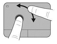 Завъртане Завъртането позволява да завъртате елементи, като например снимки. За да завъртите, поставете левия си показалец като отправна точка в зоната на тъчпада.