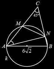 BC BC 5 Прилагаме синусовата теорема в ABC: d sin BAC sin BAC d Тогава BAC = 45 или BAC = 5 Но по условие ВС е най-голямата страна