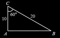 косинусовата и синусовата теорема за страната АВ: AB = AC + BC ACBCcos60 = 00 400 00 00, AB AB AB = 00 = 0 cm и R R sinc 0 0 cm (отг В) sin 60 II начин Нека М е средата на ВС Тогава CM = MB = 0 cm,