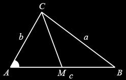 c bc a = b + c bc и от косинусова теорема за страната ВС на ABC a = b + c bccosa следва, че cos A = и A = 90 б) Заместваме a = и b = в равенството a = b + c bc и получаваме: 7 = 9 + c c c c 8 = 0 c =
