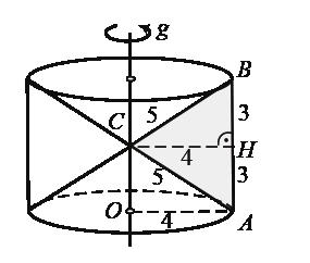 5 Ротационно тяло Т представлява цилиндър С, от който са издълбани два еднакви конуса К В ABC построяваме височината АН и от