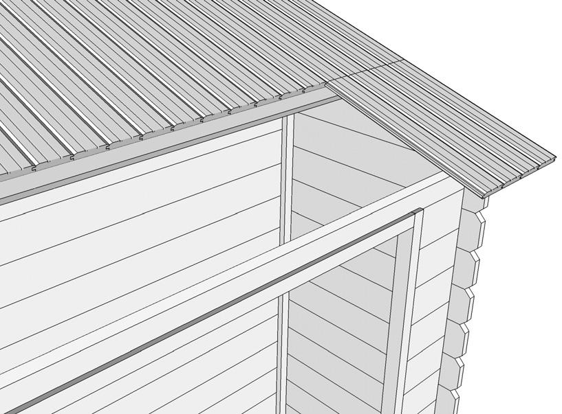 8. Покрив на вградения шкаф Профилните дъски 17x87x530 мм за покриване на вградения шкаф се свързват с покрива на къщата