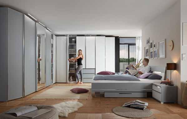 Елегантни гардероби с плъзгащи врати и висококачествени легла с безброй индивидуални възможности за планиране и дизайн. За обзавеждане на най-високо ниво.