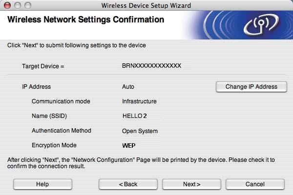 Конфигуриране на безжична връзка за Macintosh при използване на приложението за инсталиране на Brother (За HL-3070CW) o Натиснете Next (Напред).