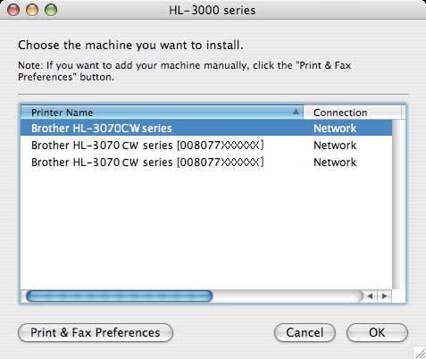 След това рестартирайте вашия Macintosh. (само за Mac OS X 10.3.9) f Софтуерът на Brother ще потърси Brother принтера.