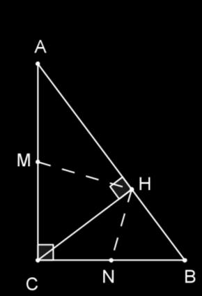 В правоъгълния ACB ( C 90 ) е построена височината CH ( H AB), а точките Mи